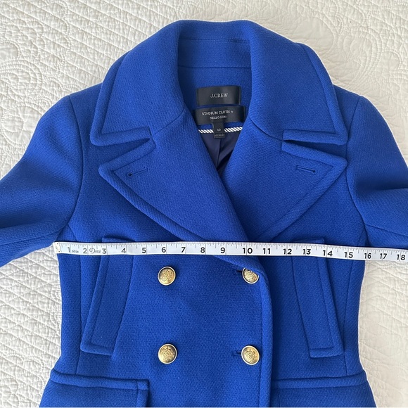 J. Crew Royal Blue Majesty Stadium Cloth Nello Gori Wool Peacoat Coat Women’s 00 - Picture 6 of 16